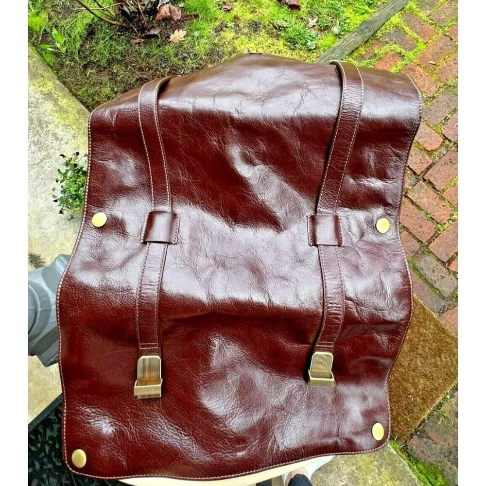 VTG Red Envelope‎ Leather Excursion Travel Case Bag Trifold Brown Tan Gold ~ NEW